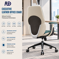 Fauteuil de bureau exécutif moderne en cuir Aston - Ergonomique, appui-tête réglable, accoudoirs fixes, base pivotante chromée, chambre, hôtel