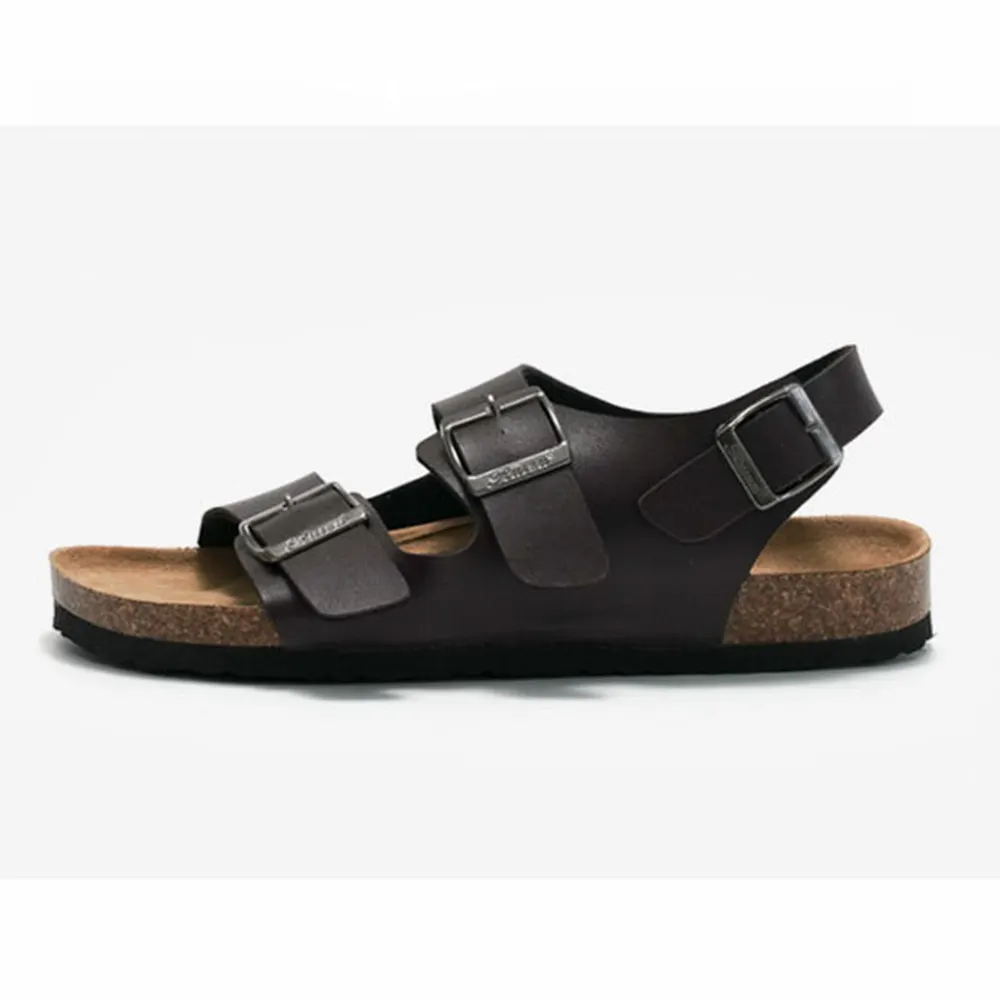 Korkschnalle-Sandalen PU Oberteil Huf-Sandalen Hausschuhe Knöchelband Luxus Outdoor-Kork-Sandalen Schuhe für Herren