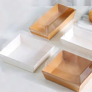 Environmentally friendly disposable food containers Kraft Paper Dessert Box packaging box