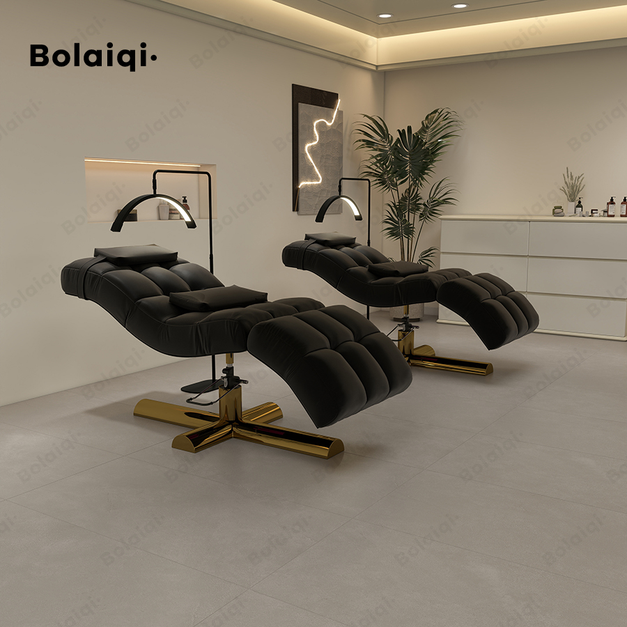 Эстетическое кресло BOLAIQI, роскошный современный дизайн, изогнутые бархатные подрамники для ресниц, с эффектом памяти, синтетические салоны красоты