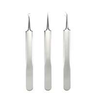 Pince à épiler en acier inoxydable pour l'acné, extracteur de points noirs et de boutons, usage facial, vente en gros