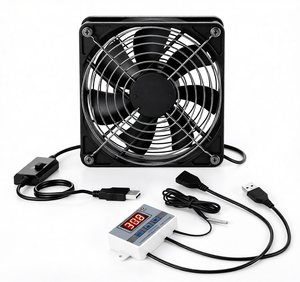 120-mm-USB-Lüfter, digitaler Temperaturregler, 5-V-Elektroniklüfter, 1500 U/min, einstellbare Geschwindigkeit, Metallschutz für PC, Laptop, Router - Product Image 2