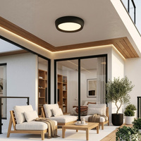Plafonnier LED extérieur moderne IP65 à montage en saillie, à intensité variable, panneau plat éclairé par le bord, construction en aluminium, couleur réglable