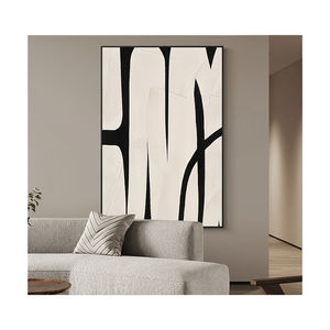 Pintura al Óleo Abstracta Blanca y Negra Hecha a Mano sobre Lienzo, Arte de Pared Moderno Minimalista, Obra de Arte Contemporánea Grande para Decoración de Sala de Estar - Product Image 1
