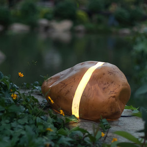 Lampe solaire LED en forme de galet, étanche, en résine, pour décoration extérieure de jardin et de paysage - Product Image 1