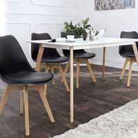 ST-8545 Intérieur Pas Cher Tissu Jambes En Bois Restaurant Maison Salle À Manger Table Chaises