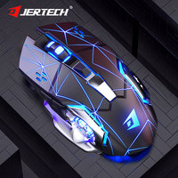 JERTECH W200 Profesional Gamer Ergonómico Diseño USB Conectado PC Coche Diseño Recargable RGB Retroiluminado Inalámbrico Gaming Mouse