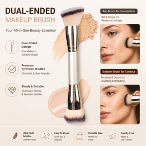 <span class=keywords><strong>Brocha</strong></span> de Maquillaje de Doble Cabeza, Redonda y <span class=keywords><strong>Biselada</strong></span>, <span class=keywords><strong>Brocha</strong></span> Cosmética Profesional para Líquidos, Polvos y Rubor - Product Image 2