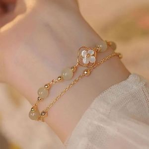 Pulsera de Doble Capa Estilo Chino Vintage para Mujer, con Colgante de Mariposa y Flor, Forma de Bambú, Jade, Imán - Product Image 1