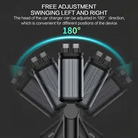 Chargeur de voiture USB Type-C rétractable à charge rapide avec 2 ports Type-C, compatible universel
