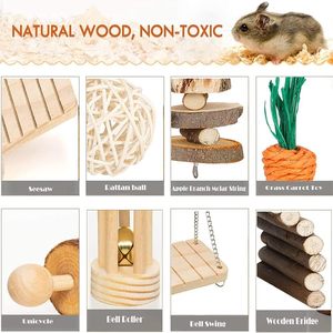 Set di giocattoli da masticare per animali piccoli Premium per criceti porcellini d'India cincillà gerbilli topi e ratti accessori in legno per la cura dei denti - Product Image 5