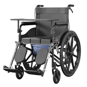 Sedia a Rotelle Pieghevole Modello 80 con Cuscino in Pelle Impermeabile, Poggiapiedi Regolabile e Vassoio Portaoggetti Integrato <span class=keywords><strong>per</strong></span> <span class=keywords><strong>Disabili</strong></span> - Product Image 1