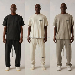 <span class=keywords><strong>Felpa</strong></span> floccata nera in Jersey 100% di marca alla moda Casual da <span class=keywords><strong>uomo</strong></span> a <span class=keywords><strong>maniche</strong></span> <span class=keywords><strong>corte</strong></span> con scritta allentata 230 grammi in tessuto da <span class=keywords><strong>uomo</strong></span> - Product Image 2