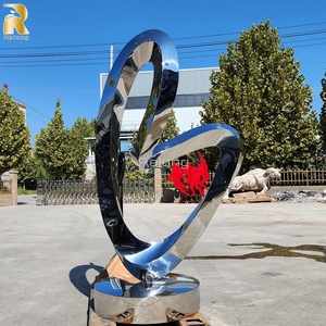 Ngoài trời trang trí nội thất gương đánh Bóng Hiện Đại thép không gỉ trừu tượng trái tim điêu khắc tượng để bán - Product Image 5