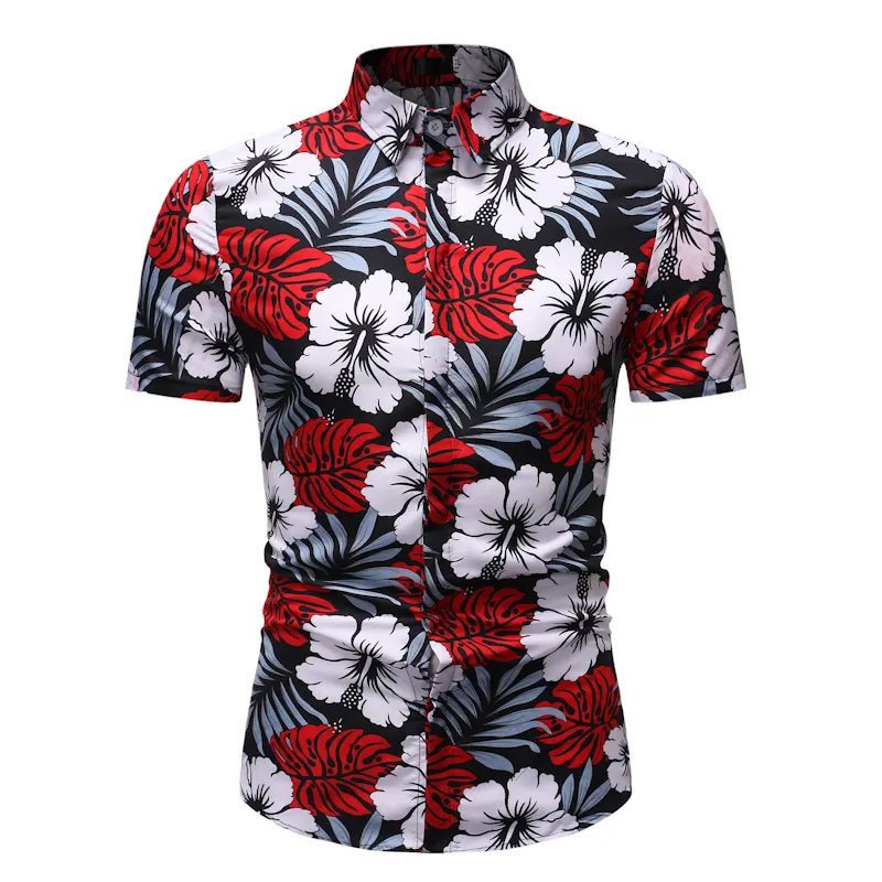 Mens Beach Shirts Camisa Social Masculina 2022 Fashion Brand Floral Shirt Men Slim Fit Short Sleeve Hawaiian Shirt Male Chemise