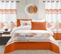 Vente en gros OEM ODM Ensemble de draps imprimés en microfibre 8 pièces avec rideaux Parures de lit en microfibre Juego De Sabana Por Mayor