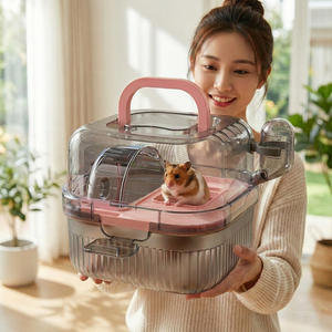 Grande cage transparente de luxe en PP pour hamster, <span class=keywords><strong>habitat</strong></span> spacieux et portable avec poignée de transport pour la maison et les voyages - Product Image 6