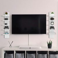 Petite étagère murale verticale blanche - Étagère murale décorative étroite moderne à 5 niveaux, étagères décoratives pour chambres à coucher