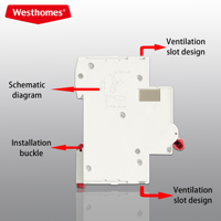 Disjoncteur miniature WSB1-125 1P 2P 3P 4P 80A 100A 125A 6kA 10kA AC CE CB IEC 60898 Courbe C Rail DIN Panneau industriel