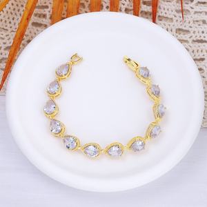 Jxx เครื่องประดับแฟชั่นอินเทรนด์14K สร้อยข้อมือเทนนิสชุบทองทองเหลืองเซอร์โคเนียสำหรับเจ้าสาว - Product Image 5