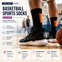 Chaussettes de sport montantes OEM pour le basketball, idéales pour les programmes de terrain et les fournisseurs d'équipes, avec emballage personnalisé