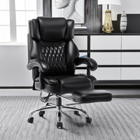 Chaise d'ordinateur confortable et robuste en cuir PU à dossier haut Chaise de bureau exécutive avec repose-pieds pour personnes lourdes