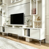 Meuble TV blanc moderne pour salon, console multimédia brillante, étagères de rangement, vitrine, unités murales, support TV en bois pour téléviseur de 65 pouces