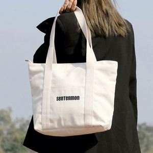 Customization <b>Printed</b> Nature Color Eco-friendly <b>Large</b> Capacity Reusable Heavy Canvas Tote Bag with Handle Extend to the Bottom a - Product Image 5