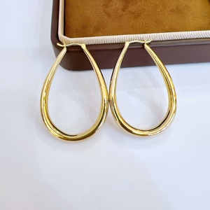 Pendientes de Aro Gruesos de Oro Sólido de 18K Xinfly, Forma de Lágrima Ovalada AU750, Hipoalergénicos, Aros Grandes para Mujer, Precio de Fábrica - Product Image 6