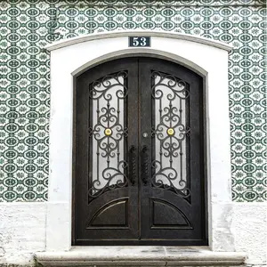 Красивые кованые железные французские двери, наружные железные двери, дизайн дома, кованые железные двойные двери