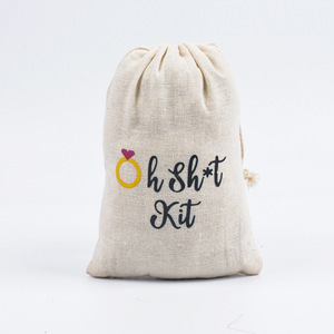 Bolsa de <span class=keywords><strong>Kit</strong></span> de Recuperación para la <span class=keywords><strong>Resaca</strong></span> Personalizable y Ecológica de Algodón y Lino con Cordón, para Regalo de Despedida de Soltera con Logotipo Personalizado - Product Image 3