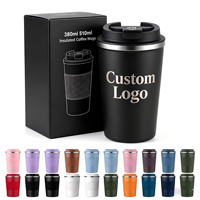 Tasses à café en acier inoxydable de 380 ml et 510 ml avec logo personnalisé au laser, gobelet à café réutilisable avec boîte cadeau, plusieurs couleurs disponibles