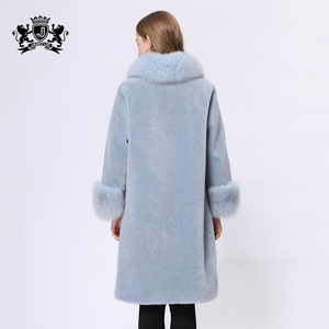 เสื้อโค้ทขนแกะแท้สไตล์<span class=keywords><strong>เกาหลี</strong></span> ดีไซน์หรูหรา พร้อมปกขนสุนัข<span class=keywords><strong>จิ้งจอก</strong></span>  ขนาดสั่งตัดได้ - Product Image 5