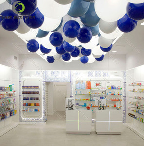 Comptoir de présentation personnalisé pour pharmacie, meuble de pharmacie en bois avec éclairage LED pour aménagement de magasin médical - Product Image 3