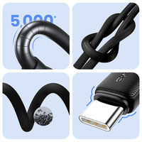 USAMS kabel Data bergaris, kabel pengisian daya Cepat tipe-c ke tipe-c untuk ponsel laptop desain baru 2024