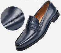 Mocassins pour hommes en cuir véritable de style britannique, confortables, à enfiler, motif uni, chaussures de bureau et de carrière