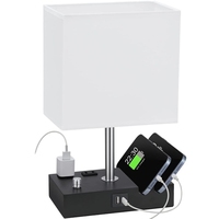 Lampe de table LED moderne USB Type C Ins, lumière chaude et confortable, interrupteur à bouton, 2 prises de courant, protection des yeux, corps en fer pour chambre à coucher, tête de lit, bureau