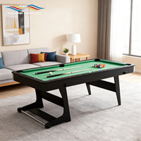 Table de billard pliante S.Q.F 6 pieds avec plateau en ardoise, pieds pliables et roulettes pour salle de jeux à domicile
