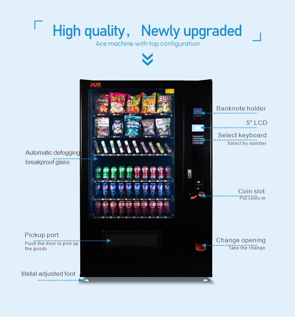 Smart Snack Drink Vending Machine | Multi-Payment (Coin/QR/Token) SDK for Custom Solutions Stainless Steel Touchscreen