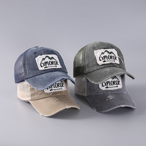 Gorra <span class=keywords><strong>de</strong></span> béisbol <span class=keywords><strong>de</strong></span> algodón bordada con logo personalizado, <span class=keywords><strong>de</strong></span> 6 o 5 paneles, estilo veraniego, con efecto desgastado y lavado ácido, <span class=keywords><strong>de</strong></span> malla, para hombre. - Product Image 1