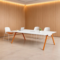 Table de conférence simple pour bureau, durable, en bois, avec pieds en métal en forme de A, pour bureau d'entreprise