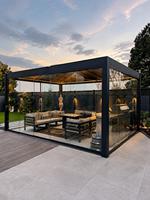 Pergola moderne en aluminium à lames orientables, écologique, imperméable, toit réglable, taille personnalisée, pour jardin, patio, gazebo