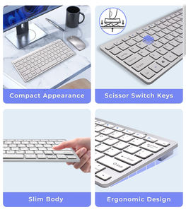 재고 사무실 인체 공학적 78 키 표준 <span class=keywords><strong>2.4GHz</strong></span> 무선 키보드 및 마우스 콤보 노트북 iMac 용 - Product Image 4