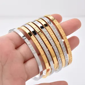 Good Quality Inspirational Cuff Opening Jewelry Gold Stainless Steel Open Bracelets Bangles Men