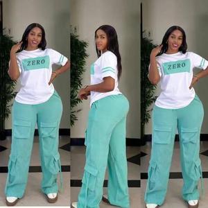 Verfügbar Damen Freizeit 2-Teiliges Set Top und Cordhose Set T-Shirt mit Hosen-Set für den Alltag - Product Image 2