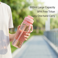 Bouteille d'eau personnalisable avec logo, 800 ml, sans BPA, en Tritan, avec paille rabattable, anti-fuite, design minimaliste, unisexe, pour la randonnée, compatible eau bouillante