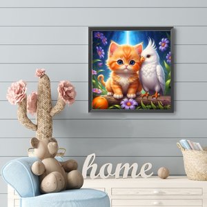 Pintura <span class=keywords><strong>de</strong></span> Diamantes 5D Acrílica Redonda Completa <span class=keywords><strong>de</strong></span> 30*30cm para Decoración del Hogar, Diseño <span class=keywords><strong>de</strong></span> <span class=keywords><strong>Loro</strong></span> y Gato, para Decoración <span class=keywords><strong>de</strong></span> Paredes - Product Image 6