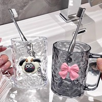 Ensemble de porte-brosses à dents et gobelets de toilette pour couple avec poignée large pour les soins dentaires des enfants et l'usage domestique