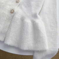 Nouveau cardigan tendance pour femme, pull en maille moelleuse à volants, idéal printemps/automne