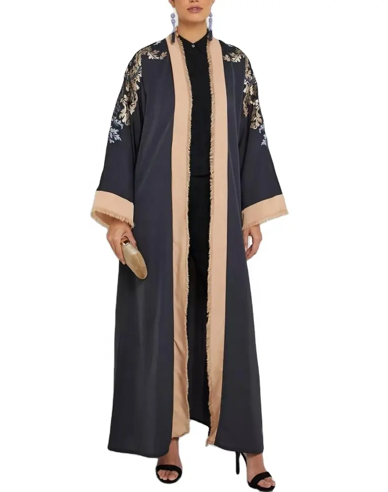 春の女性イスラム服刺繍アバヤ新スタイルドレスアバヤムスリムドレスST081114Y